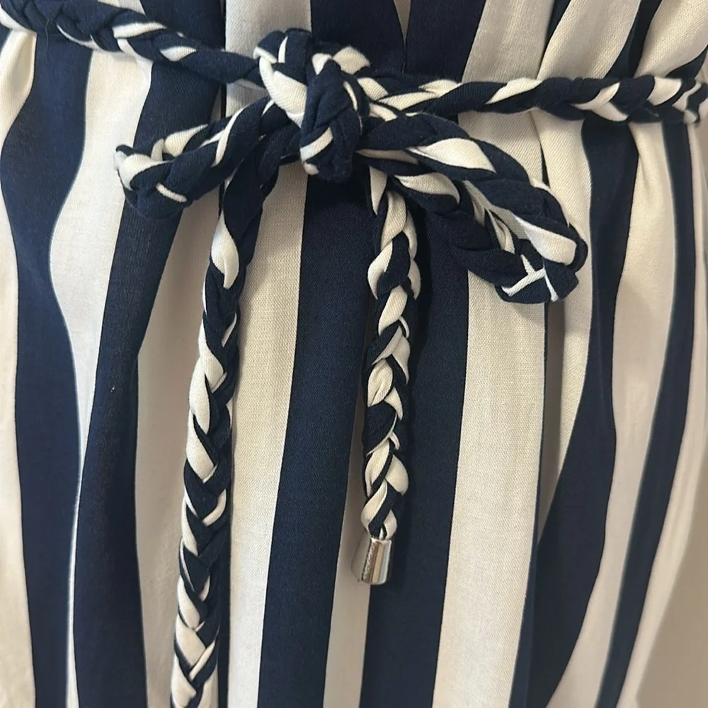 Gianni Bini Women’s Navy & White Striped Sundress Dress Rope Belt Size XS NWT - Picture 6 of 11